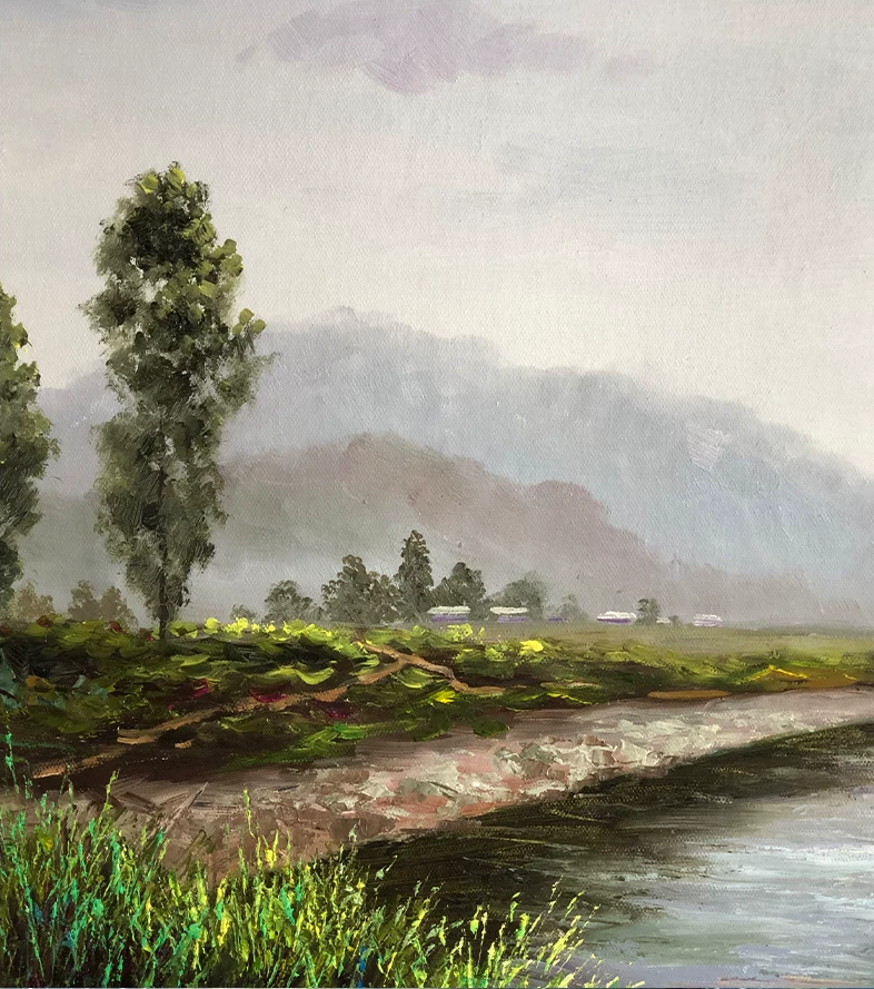 "The Ascendant Flight of Infinite Horizon" - Original Landscape Oil Painting by First-Class Artist Kim Chol Jun | 90x60cm Hand-Painted Soaring Birds & Glorious River Valley Canvas 13666