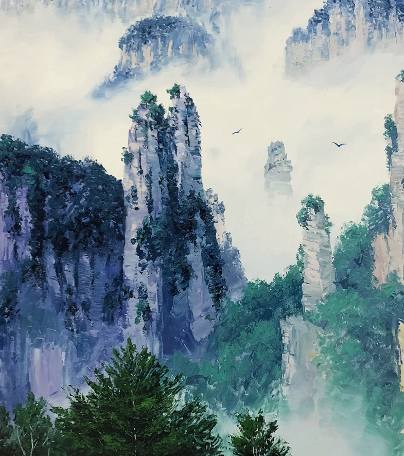"The Misty Realm of Sovereign Peaks" - Original Landscape Oil Painting by Merited Artist Kim Yeong Cheol | 90x60cm Hand-Painted Impasto Mountain Cloud Sanctuary Canvas 15407
