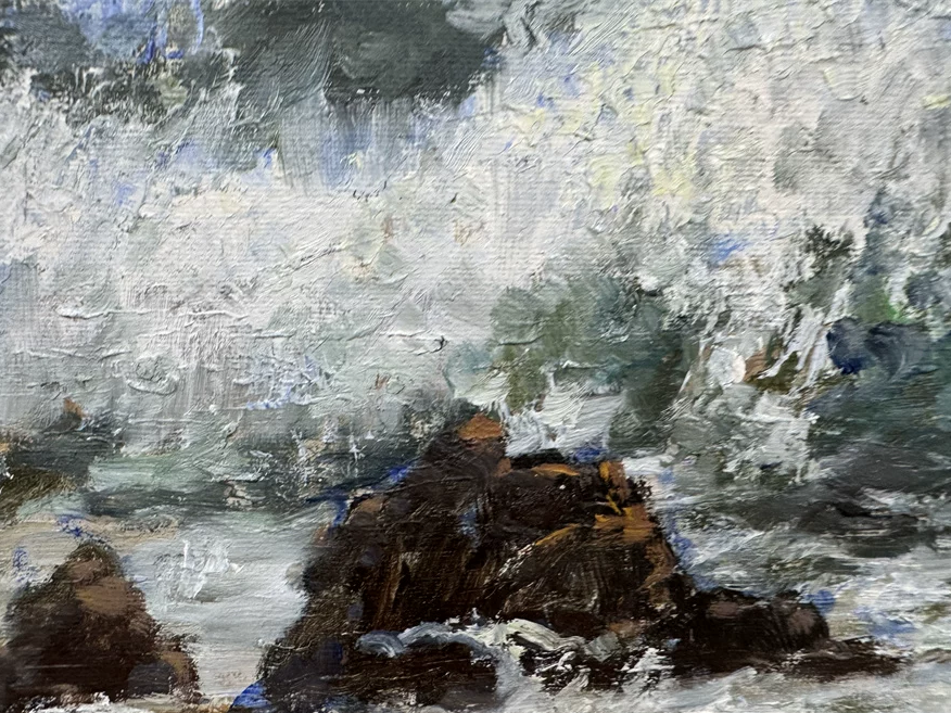 "The Surge of Infinite Abundance" - Original Heavy-Impasto Seascape Oil Painting by First-Class Artist Eom Eun Ji | 55x35cm Hand-Painted Powerful Ocean Waves & Seagulls Canvas (Pre-Stretched on Inner Frame) 19783