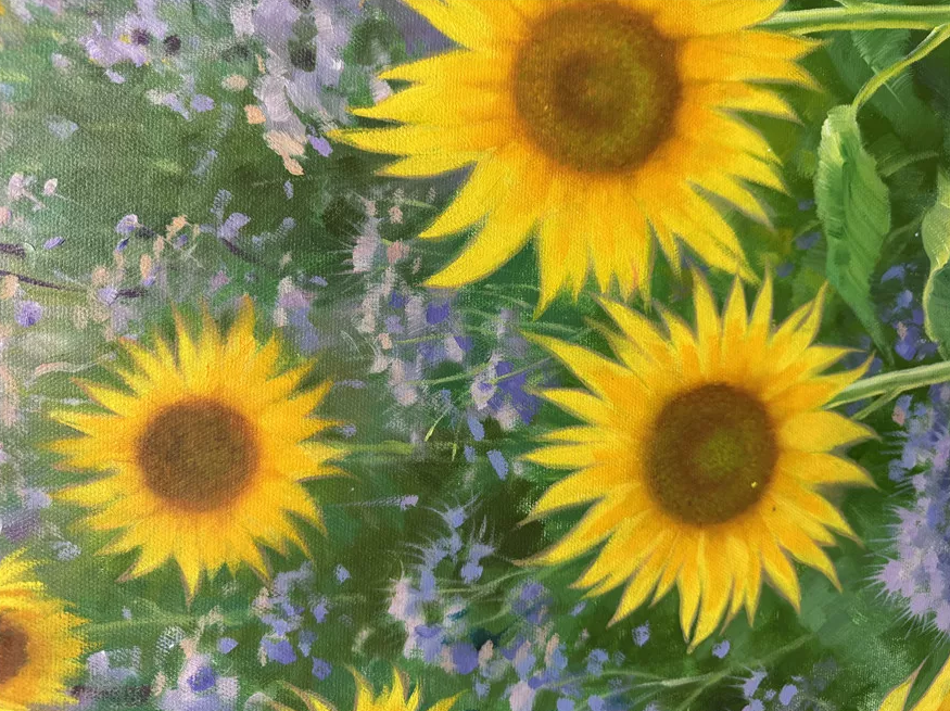 Original Hand-Painted Sunflower Oil Painting by Kim Seung Nam | First-Class North Korean Artist 19467