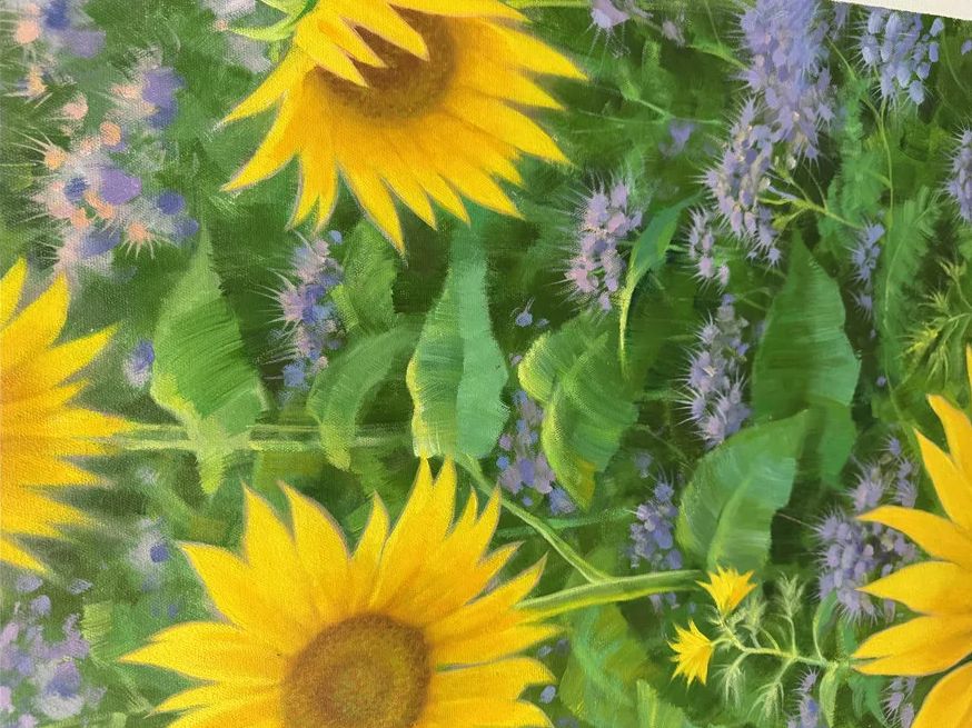 Original Hand-Painted Sunflower Oil Painting by Kim Seung Nam | First-Class North Korean Artist 19467