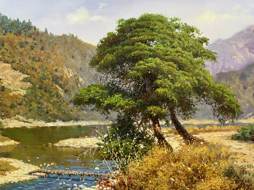Original Hand-Painted River Landscape Oil Painting by Kim Seung Jin | First-Class North Korean Artist 18799
