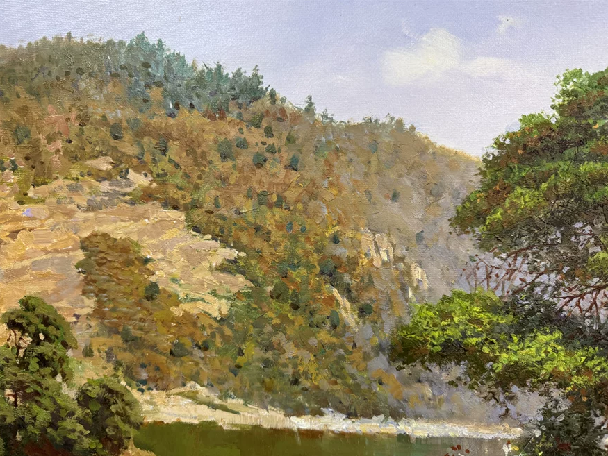 Original Hand-Painted River Landscape Oil Painting by Kim Seung Jin | First-Class North Korean Artist 18799