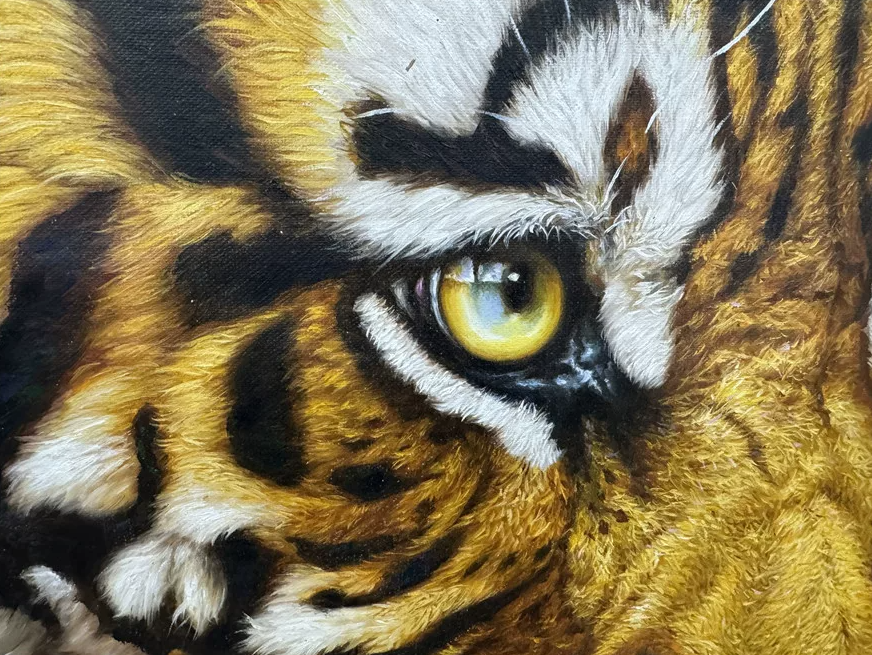 Original Hand-Painted Tiger Oil Painting by Chen Cheng | Wildlife Animal Art Collection 19929
