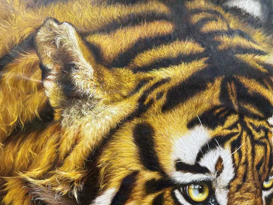 Original Hand-Painted Tiger Oil Painting by Chen Cheng | Wildlife Animal Art Collection 19929