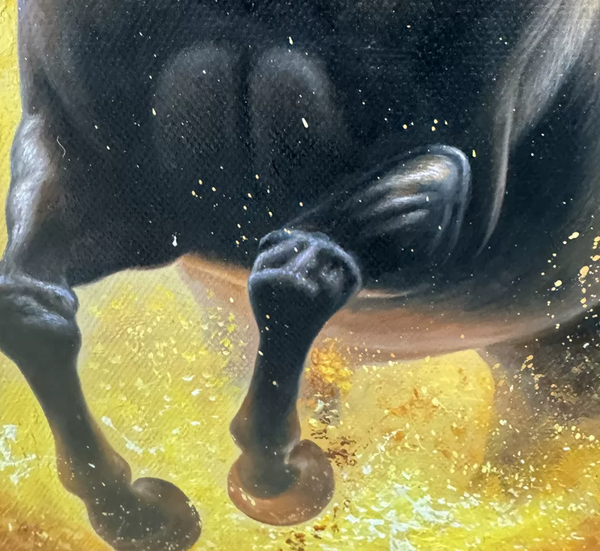 Original Black Horse Oil Painting by Li Sheng Nan | Hand-Painted Horse Artwork Collection G3169