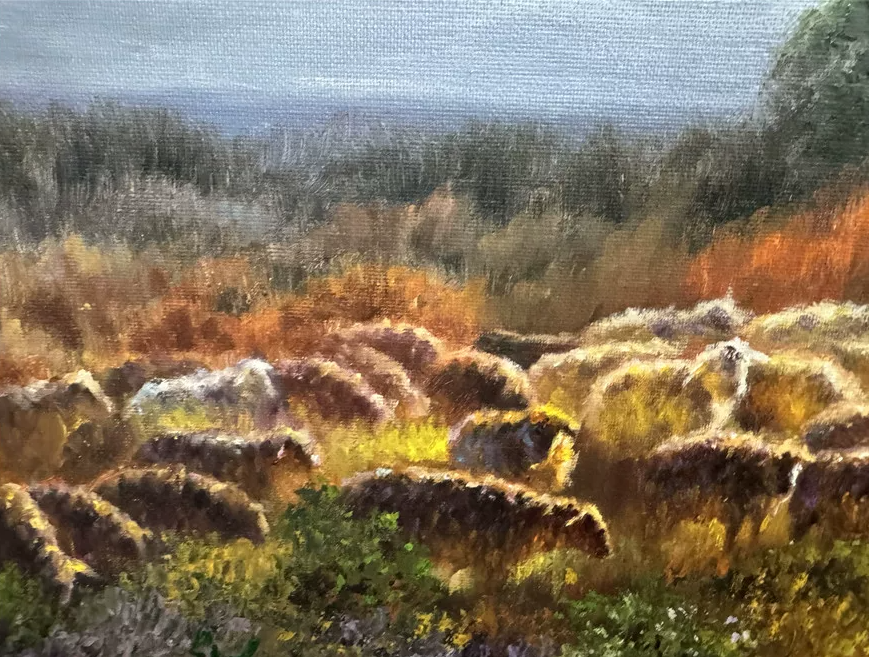 Grassland Song Oil Painting by Yu Ming Guo | Original Landscape Oil Painting Hand Painted Artwork 19919