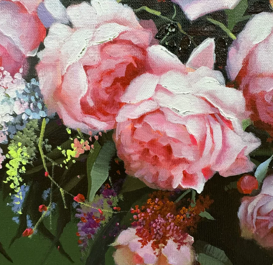 Myung Soo “Fragrance Filling the Room” Rose Still Life Oil Painting | Fine Art Decor 19886