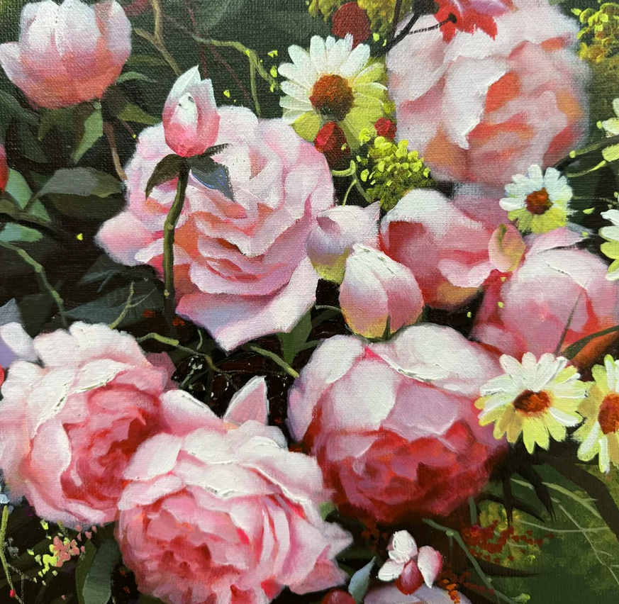 Myung Soo “Fragrance Filling the Room” Rose Still Life Oil Painting | Fine Art Decor 19886