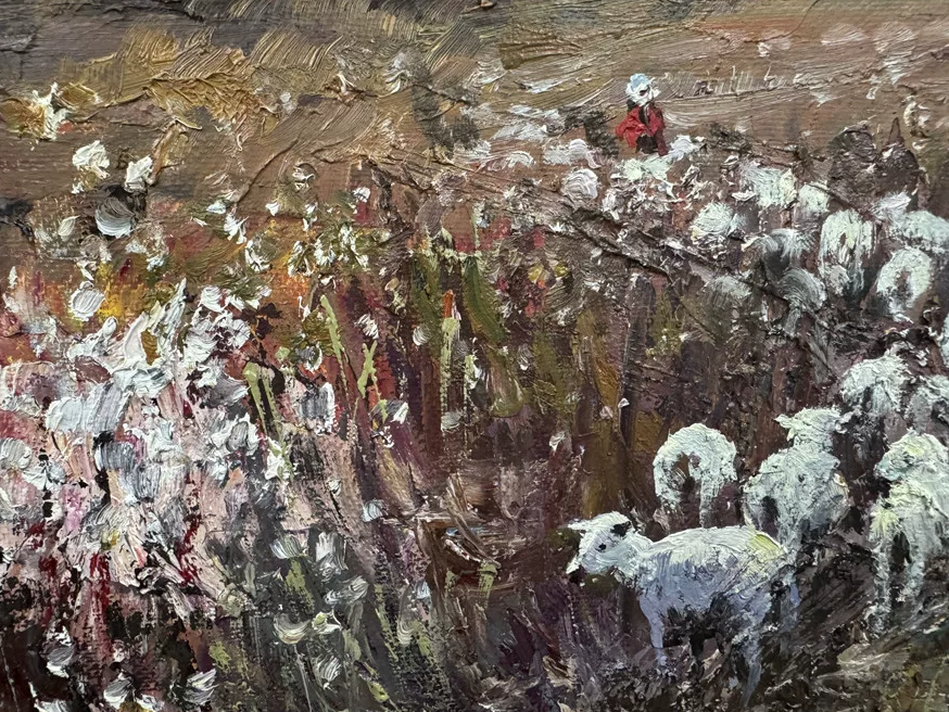 Sunset Over the Shallow Bay Oil Painting by Li Jicheng 19750