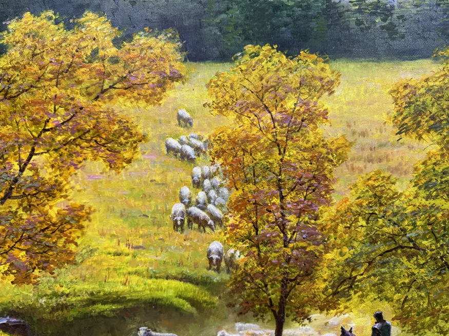 “Shepherding” by Quan Jin | North Korean Landscape Oil Painting 20011