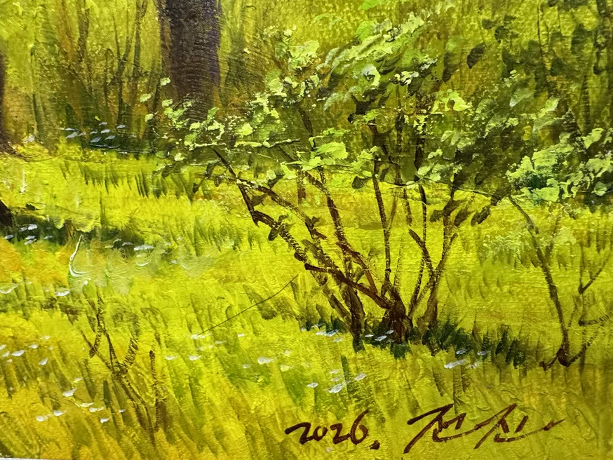 “Shepherding” by Quan Jin | North Korean Landscape Oil Painting 20011