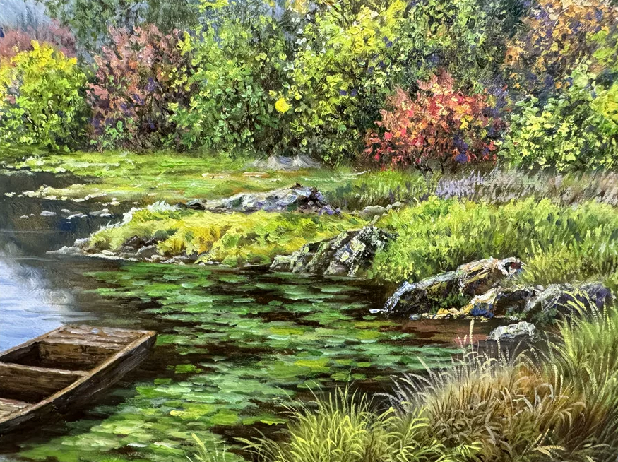 Autumn Lake Landscape Oil Painting by Cheng Guang – Autumn Radiance 20021
