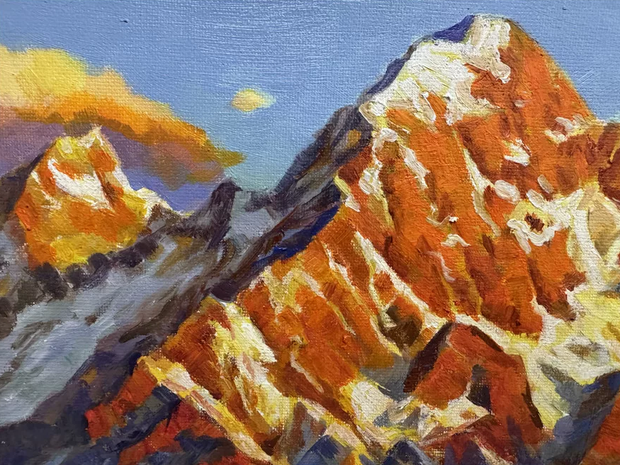 Golden Mountain Landscape Oil Painting by Ryu Deok Jin – Golden Mountains & Clear Waters 20037