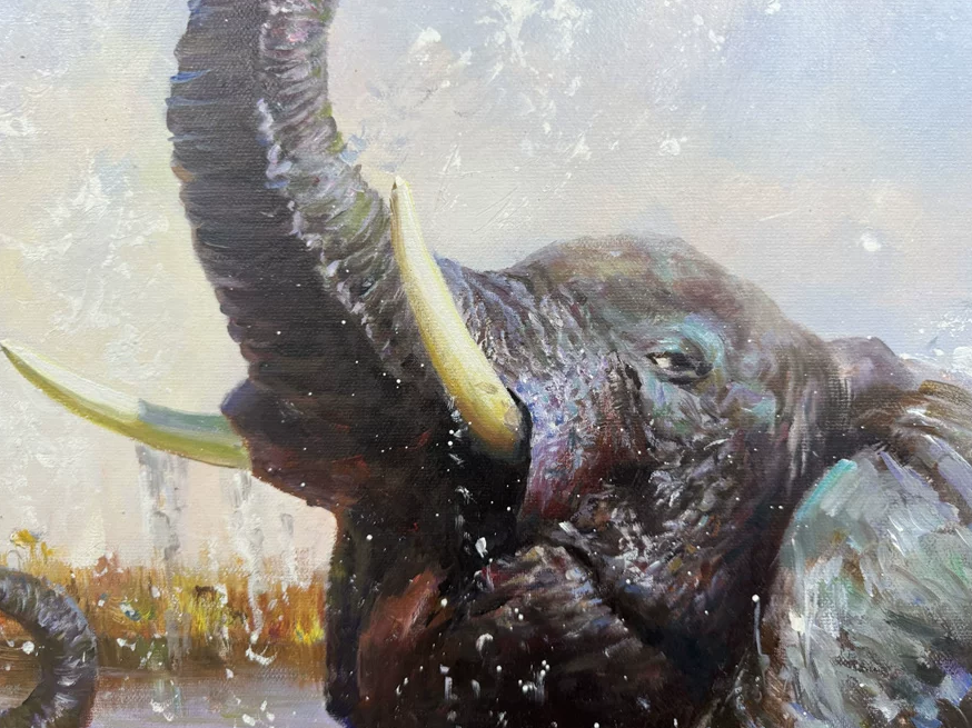 Original Elephant Oil Painting by Jin Zhe | Wildlife Animal Art DMC142