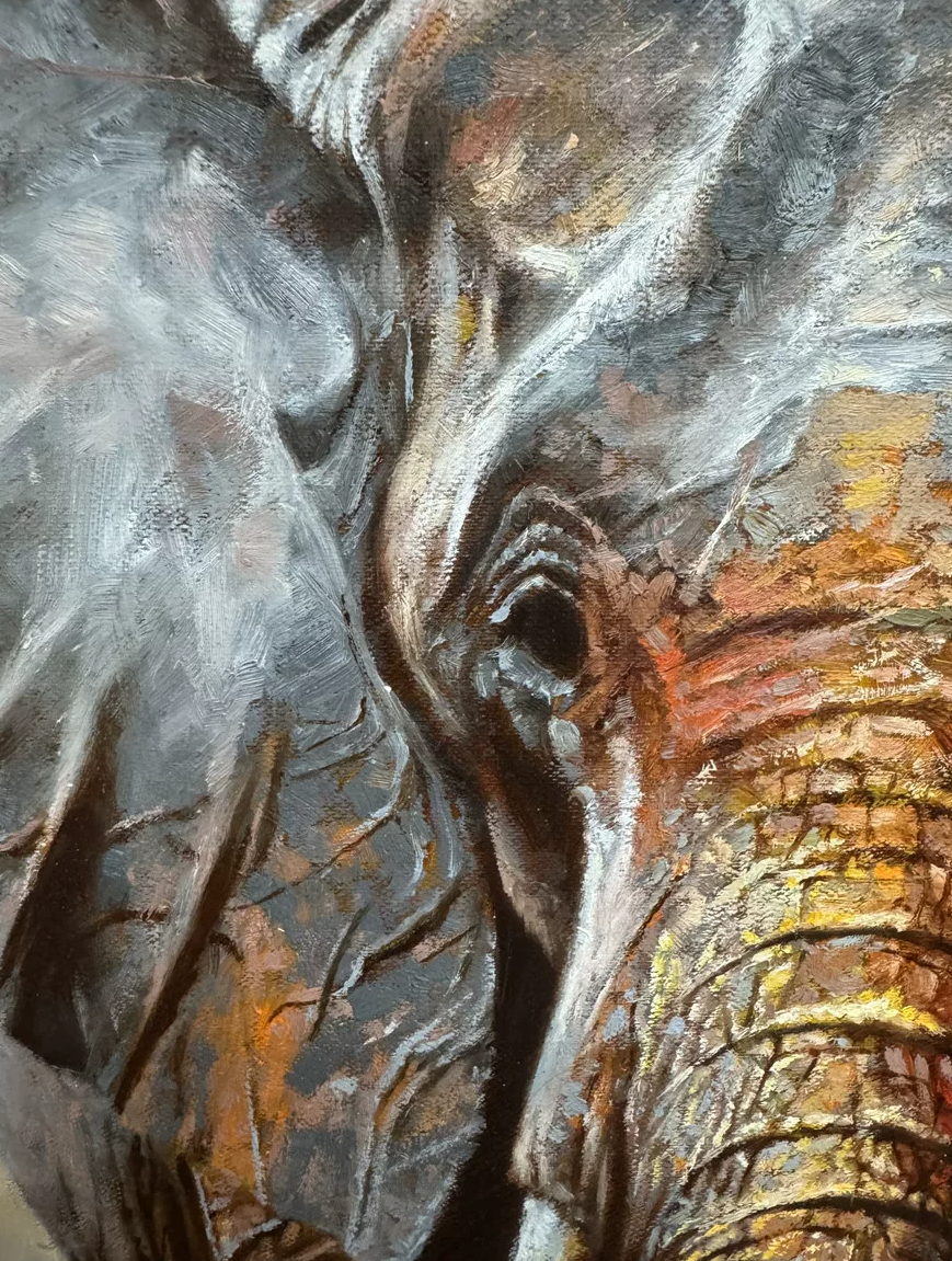 Original Elephant Oil Painting “Elephant” by First-Class Painter Li He 19901