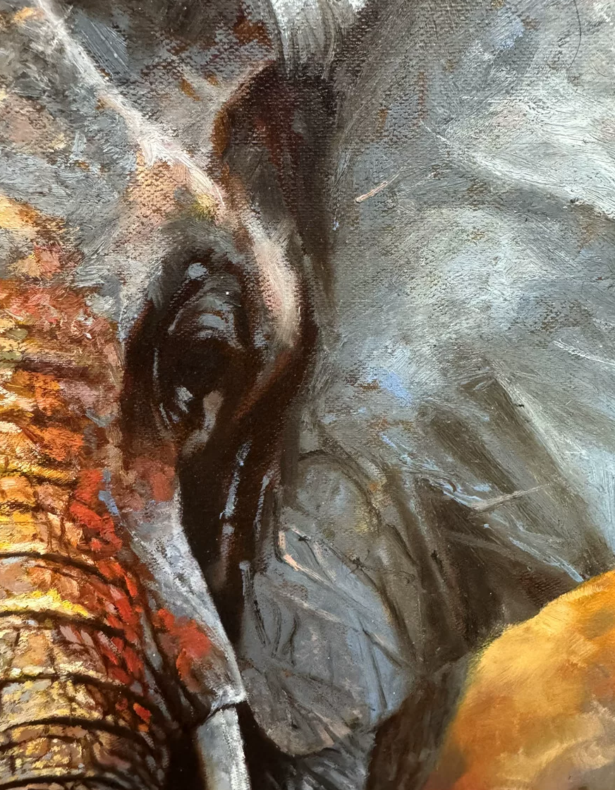 Original Elephant Oil Painting “Elephant” by First-Class Painter Li He 19901