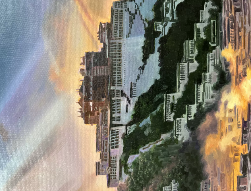Hwang Yong Il “Sacred Realm at Dawn” Original North Korean Landscape Oil Painting 20072