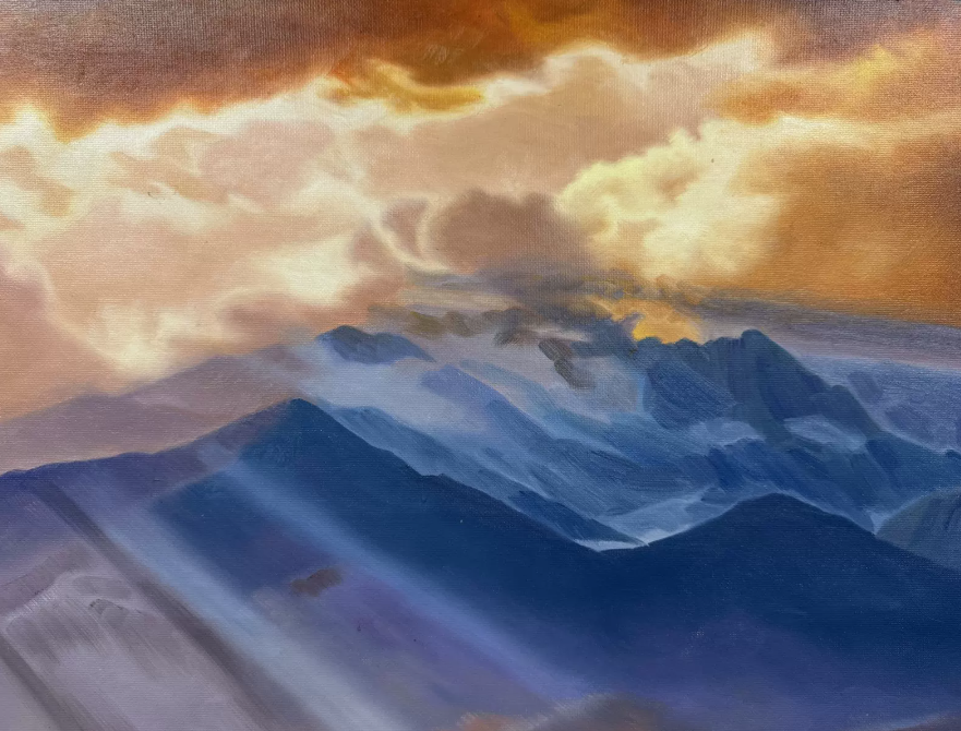 Hwang Yong Il “Sacred Realm at Dawn” Original North Korean Landscape Oil Painting 20072